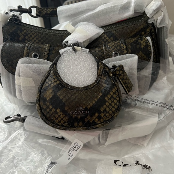 Coach Handbags - Coach Ashton Bag with snake print in an olive NWT BUNDLE